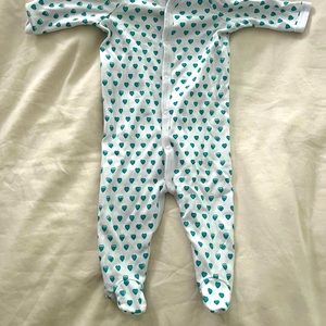 Roller Rabbit Rare Teal Heart 0-3m Sleepsuit